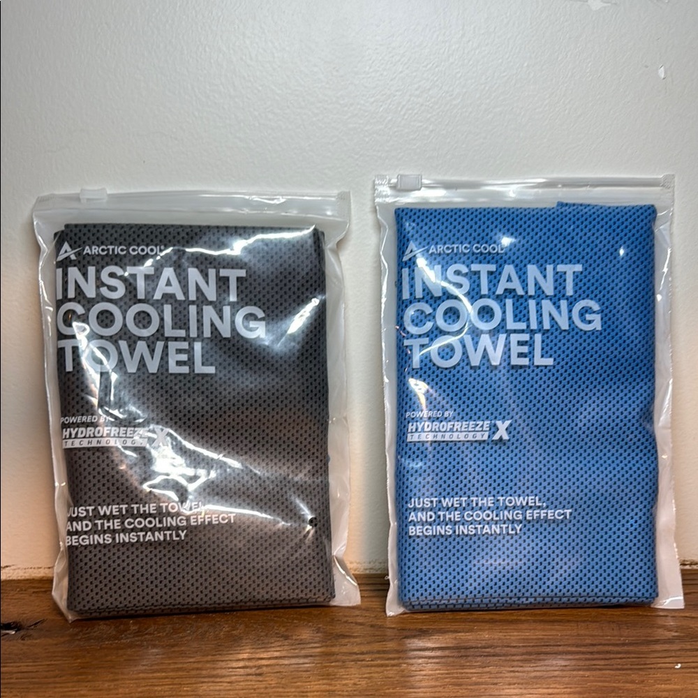 Gray and Blue Cooling Towels for Refreshing Grooming